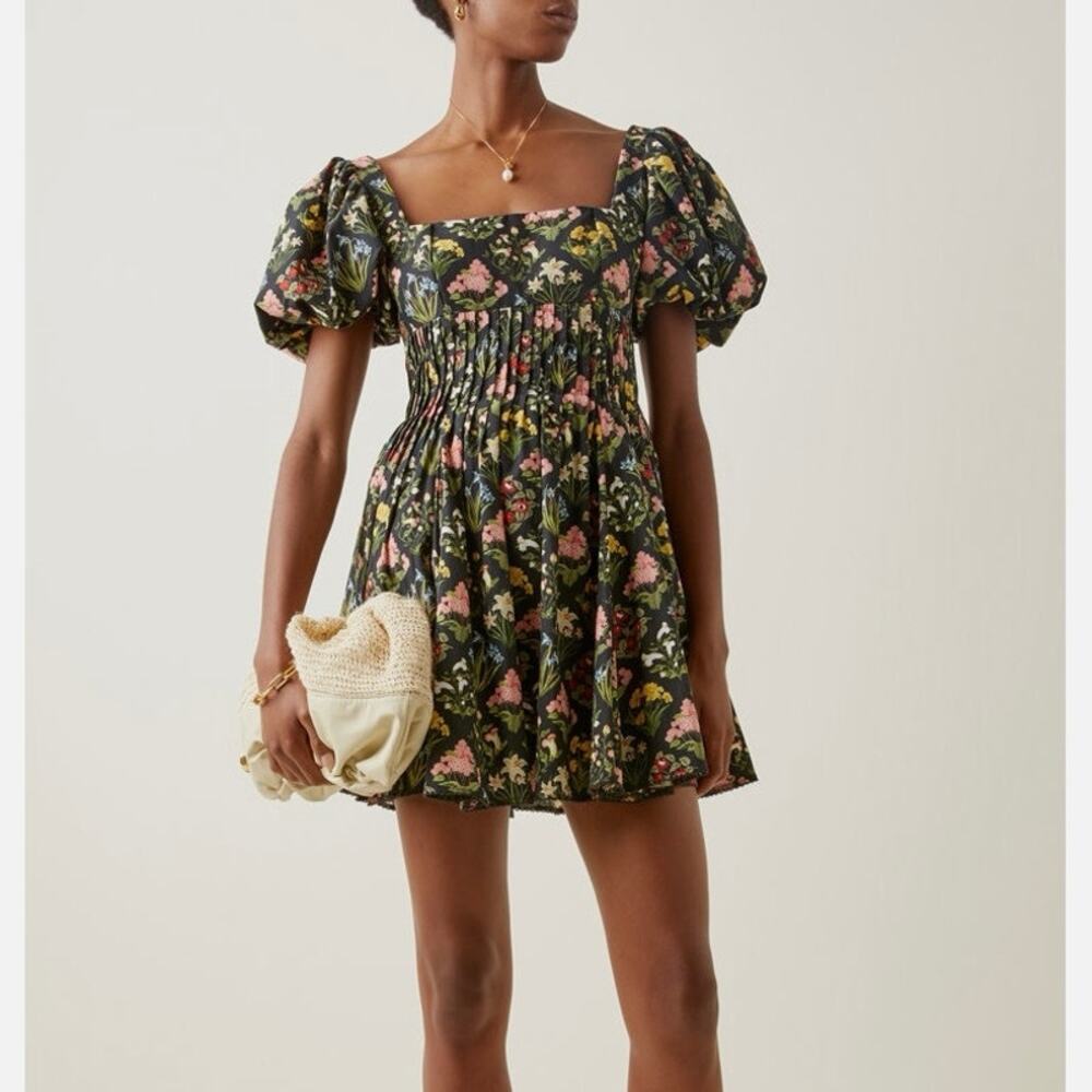 Agua by Agua Bendita Caramelo NWT Floral Puff Sleeve Mini Dress XS Magdalena